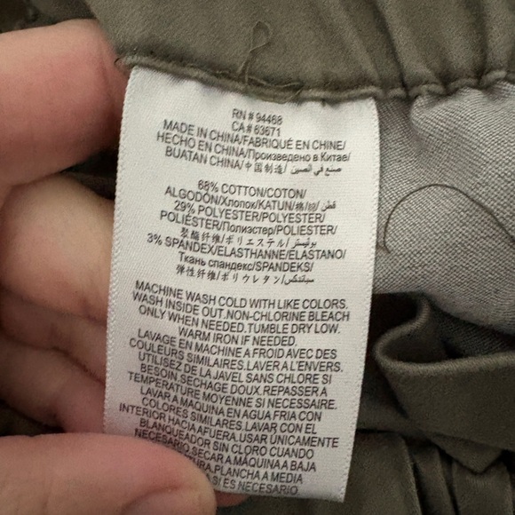 BCBGeneration Olive Twill Cotton Paperbag High Waist Pants - Picture 5 of 7